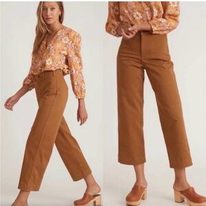 Marine Layer Bridget Wide Leg Crop Pants 4 Brown